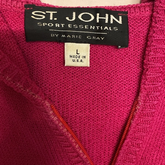 St. John Sport Essentials by Marie Gray knit Hooded Full zip Sweater Size L Pink - Picture 2 of 6